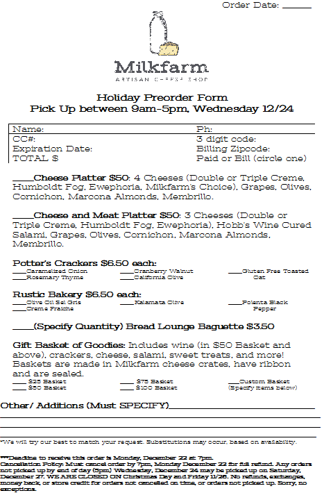 Holiday order form