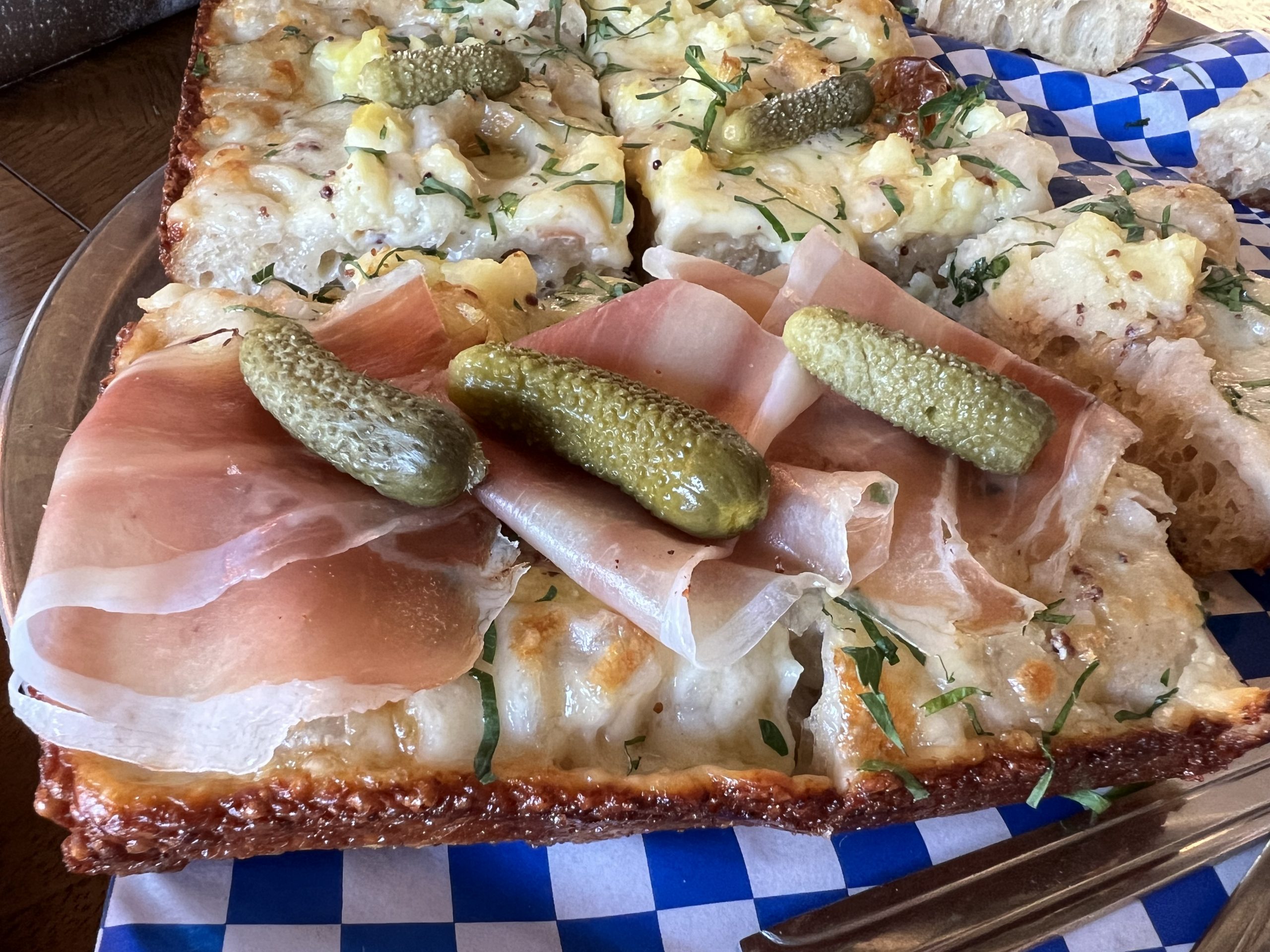 Raclette Pizza with tradtional toppings